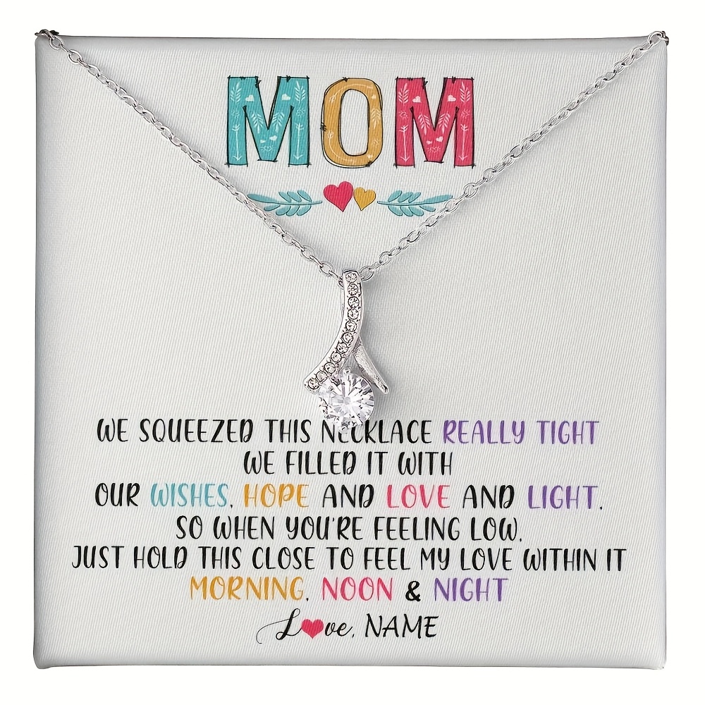 Personalized Necklace for Mom, Customized Message Card