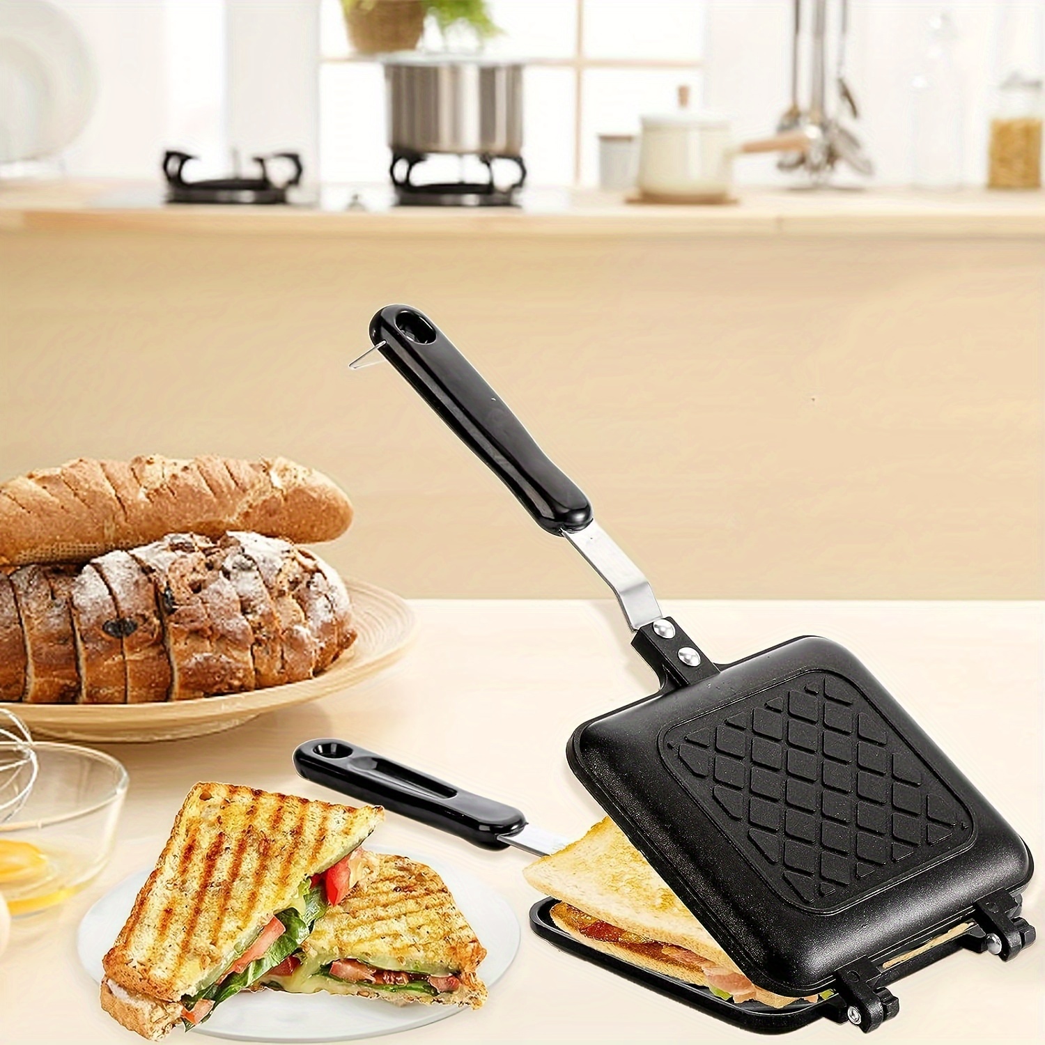 aluminum alloy sandwich maker double sided non stick grill Temu