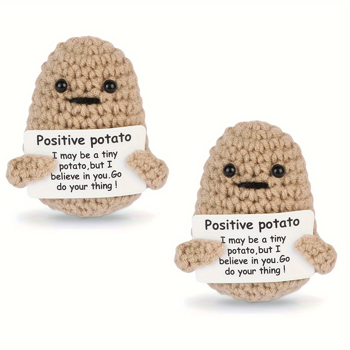 1pc Funny Positive Potato Cute Wool Knitted Doll Positive - Temu