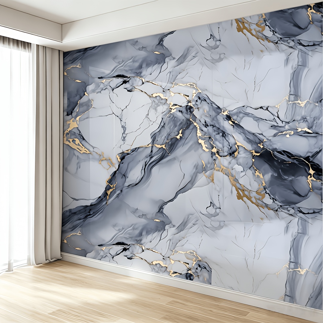 imagen del artículo papel tapiz autoadhesivo de lujo chapado en oro, impermeable y con   de mármol,   de limpiar e instalar,   para renovación, decoración y embellecimiento de paredes. se puede usar para cubrir encimeras, papel tapiz de cocina resistente a altas temperaturas y a prueba de aceite