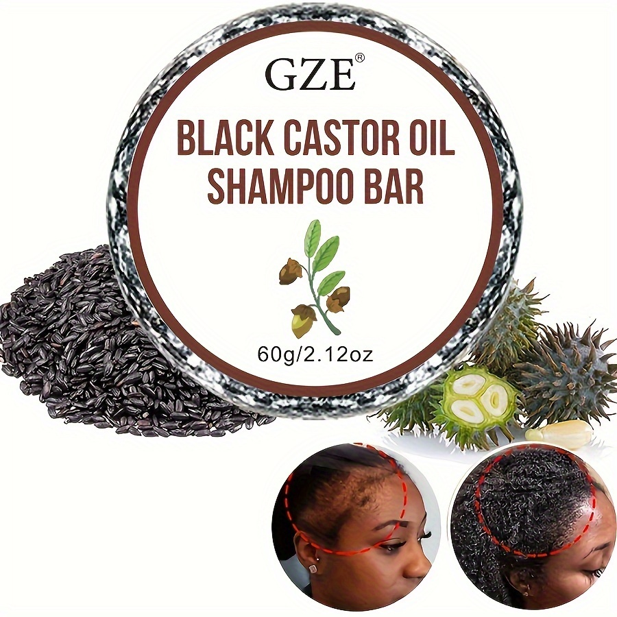 

Black Castor Oil Shampoo Bar, Enriched In Castor Oil, Rice Protein, Hydrating & Moisturizing For All Hair Types