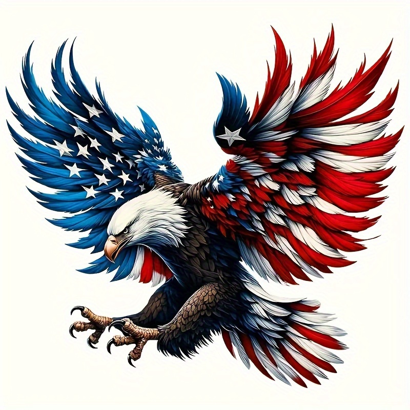 

1pc Patriotic Eagle American Flag Wings Transfer Pvc Sticker Handmade Diy Craft Hot Transfer Suitable For Diy Clothes, T-shirts, Hoodies, Pillows, Hats, Bags Transfer Film Series