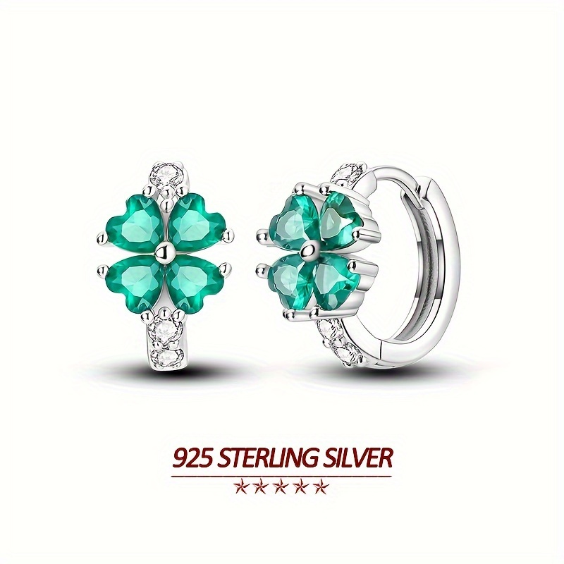 

Original 925 Sterling Silver High Quality Women Hoop Earrings Plating 18k Gold Plated Zirconia Pavé Sets 4 Leaf Clover Elegant Women Earrings Jewelry Gifts