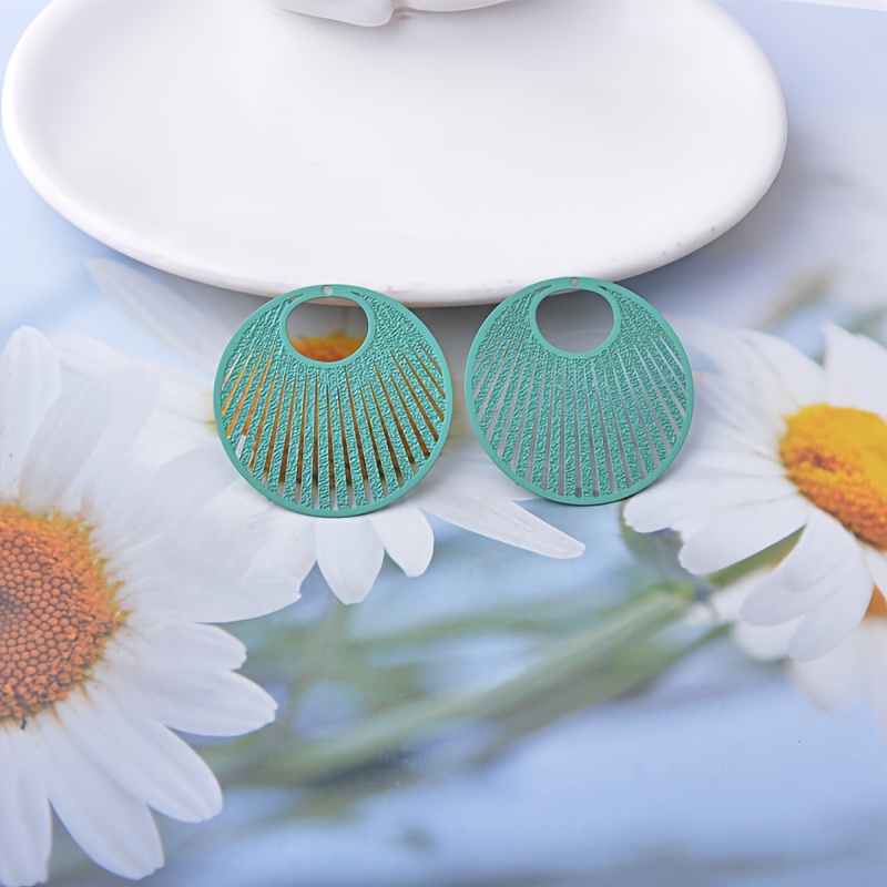 10pcs Round Hollow Fan-Shaped Copper Alloy Charms Set
