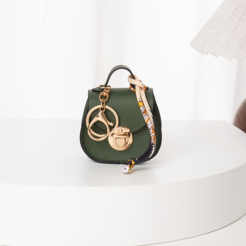 TEMU Étui de carte Premium Texture Litchi PU, Mini de selle avec couvercle à et fermoir en métal, bords renforcés avec bordure huilée noire. Lanière