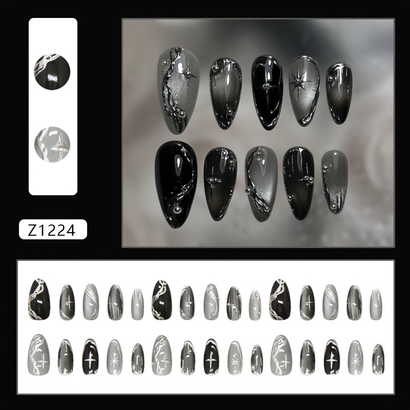 3d Cat Eye Dark Sweet Cool Star Shimmer Irregular Gilded Silvery Western Removable Wearable Nails