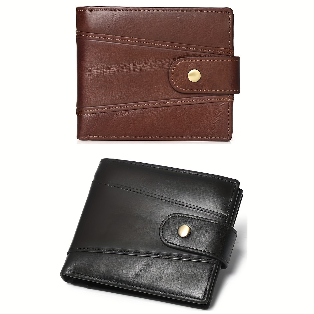 

Short Men's Wallet Large Capacity Cowhide Card Bag Vintage Rfid Multi Card Position Coin Purse