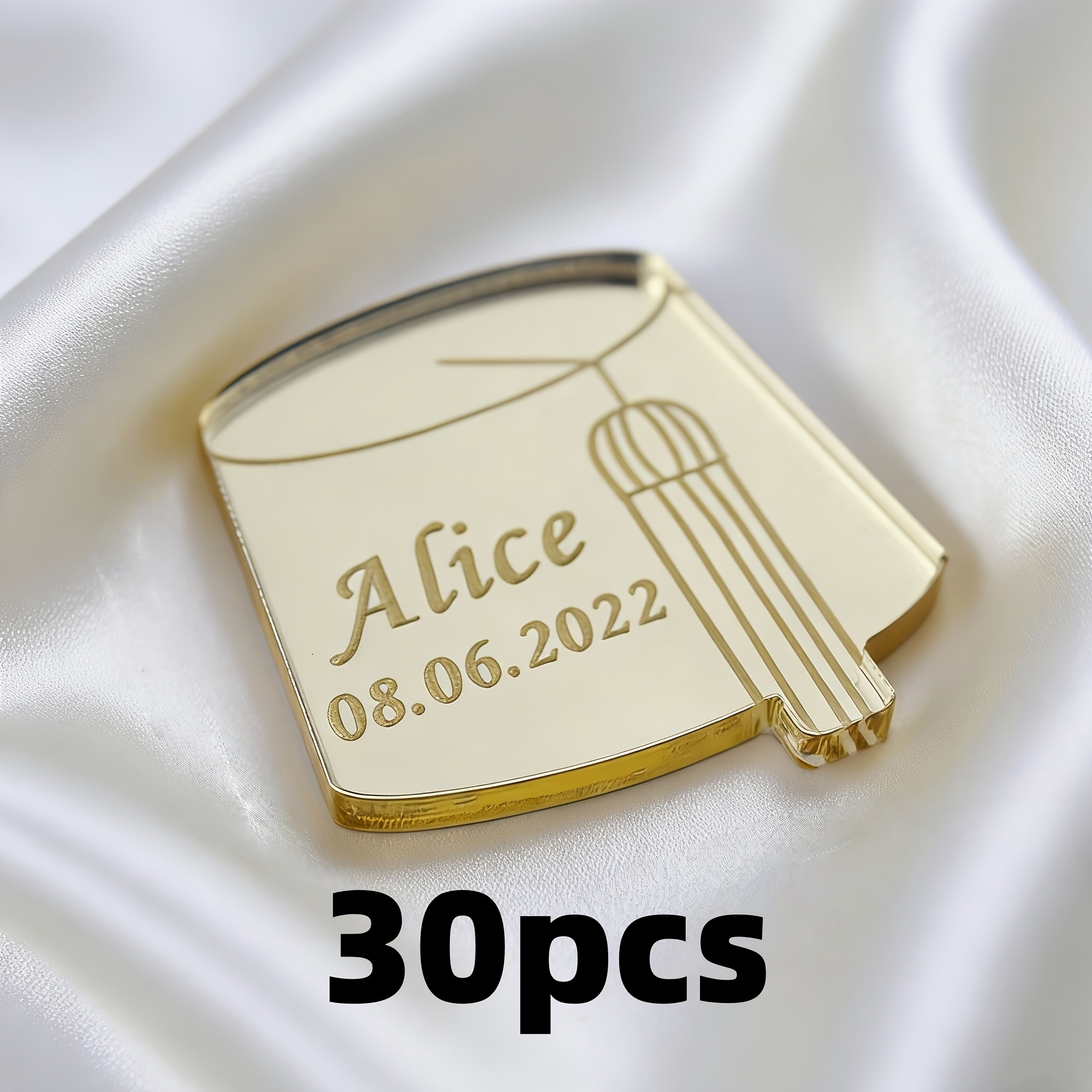 TEMU Gepersonaliseerde Acryl Feestlabels - Spiegelafwerking, Aanpasbaar voor Trouwerijen, Doopfeesten, Jubilea - Duurzaam Aandenken Decor,