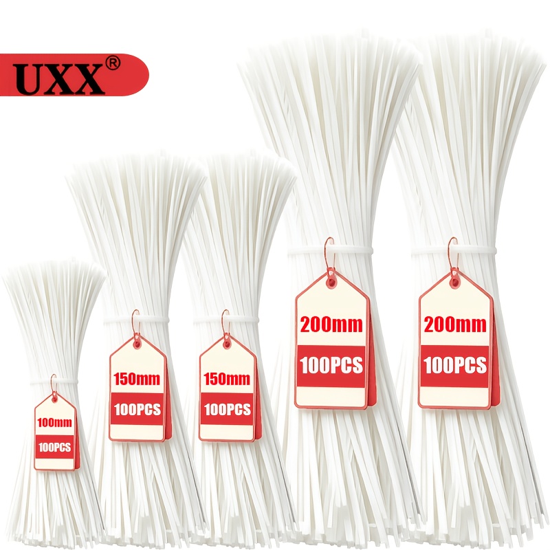 TEMU 500 White Durable Nylon Cable Ties, Multiple Sizes 4"+6"+8", Self-locking Nylon Zip Ties, High Tensile Strength, Suitable For Indoor, Outdoor,