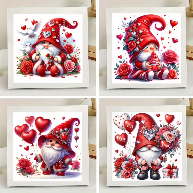 

4pcs Adult 5d Beginner's Rhinestone Paintings Art Kit, Diy Love Rhinestone Painting Kit, Holiday Gift Home Wall Decoration 20x20cm/ 7.87x7.87in