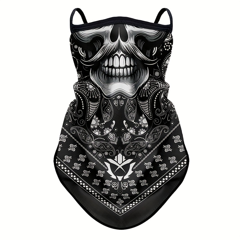 Image of 1pc Cycling Face Mask For Outdoor Sports, Fishing, Motorcycle, Ear-loop Bandana, Vintage Motorcycle Bandana, Balaclava Hat