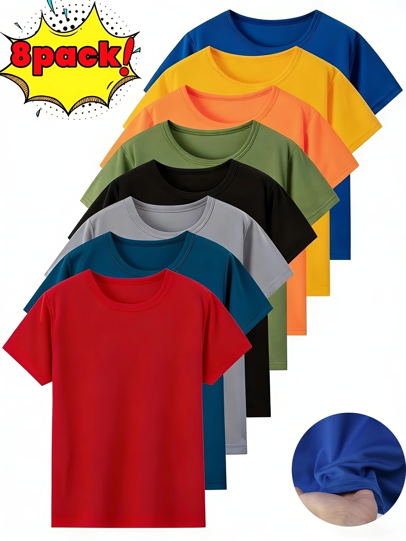 8pcs kids quick dry mesh tees for 4 16 years boys girls summer breathable short sleeve crew neck athletic tops for outdoor running casual