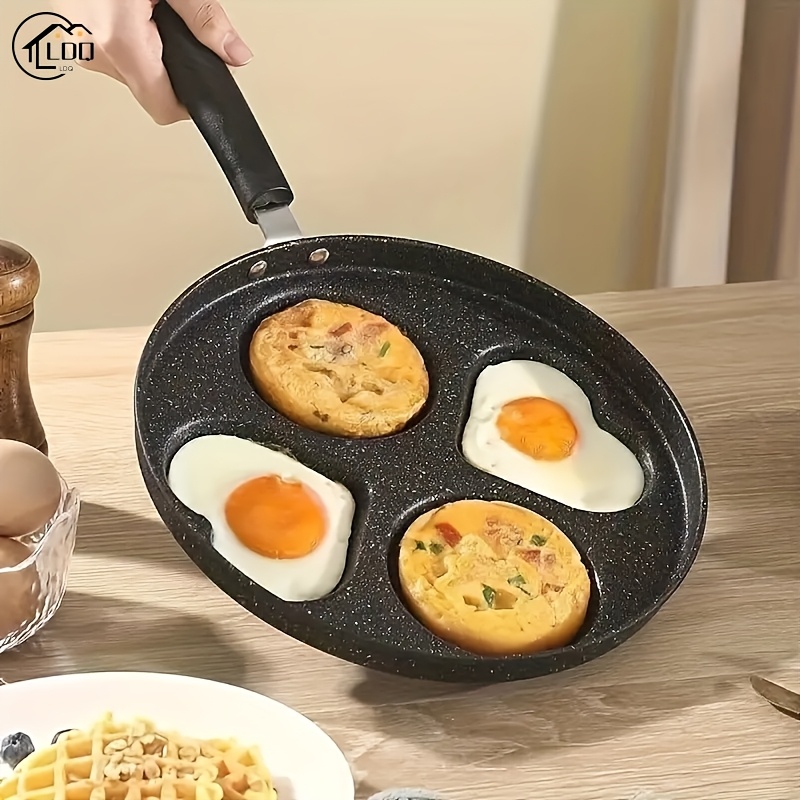 

1pc Ldq Cast Iron 4-grid Frying Pan, Multi-functional Breakfast For Eggs, Pancakes, Hamburgers, Pizzas, Desserts, Food-safe, Uncharged, Ideal For Home & Restaurant Use