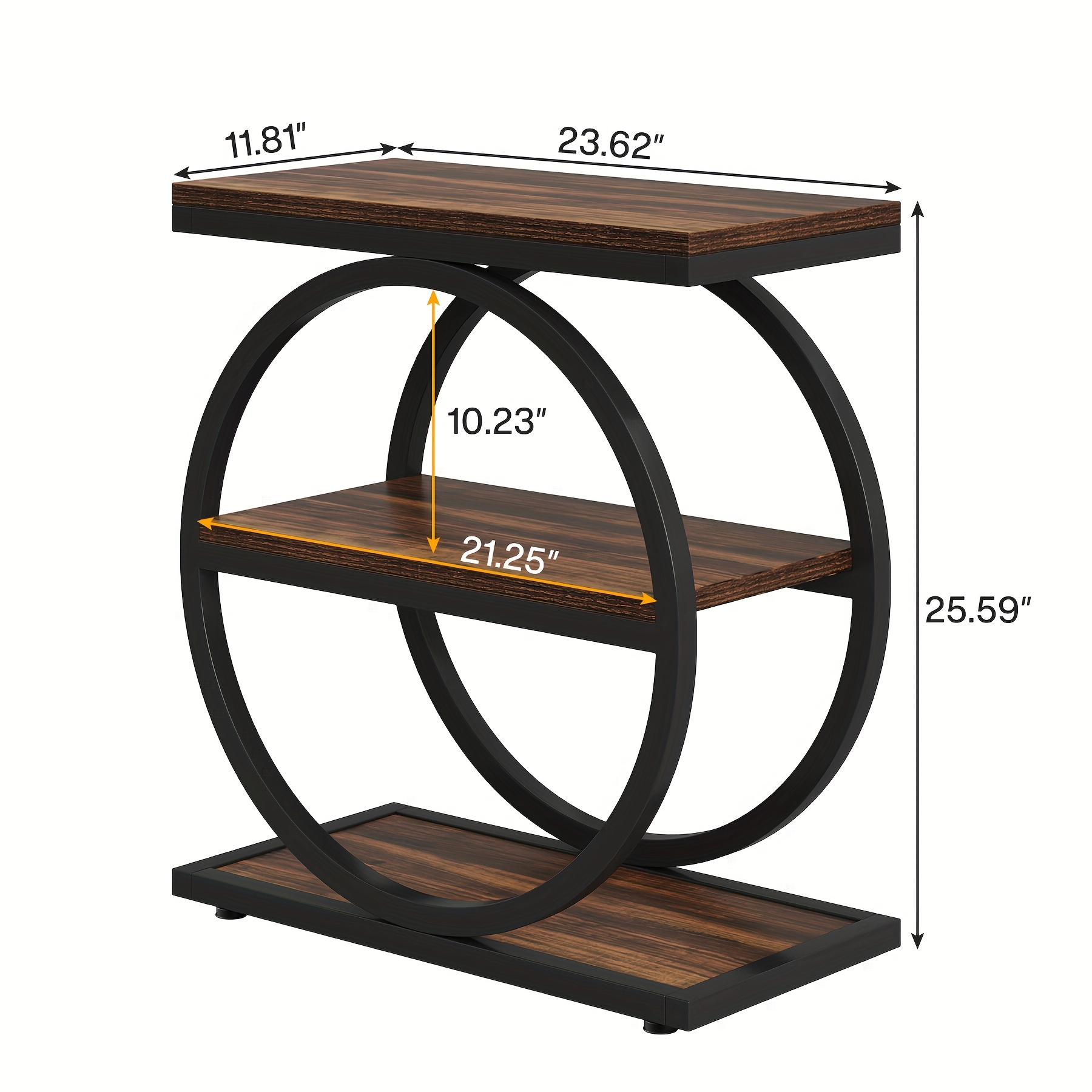 Vintage End Table Set Of 2, Narrow End Table with 3 Storage Shelves, Farmhouse Wooden Side Table, Industrial Small Sofa Side Table for Living Room, Modern Slim Nightstand And Bedside Table for Bedroom - Image 5