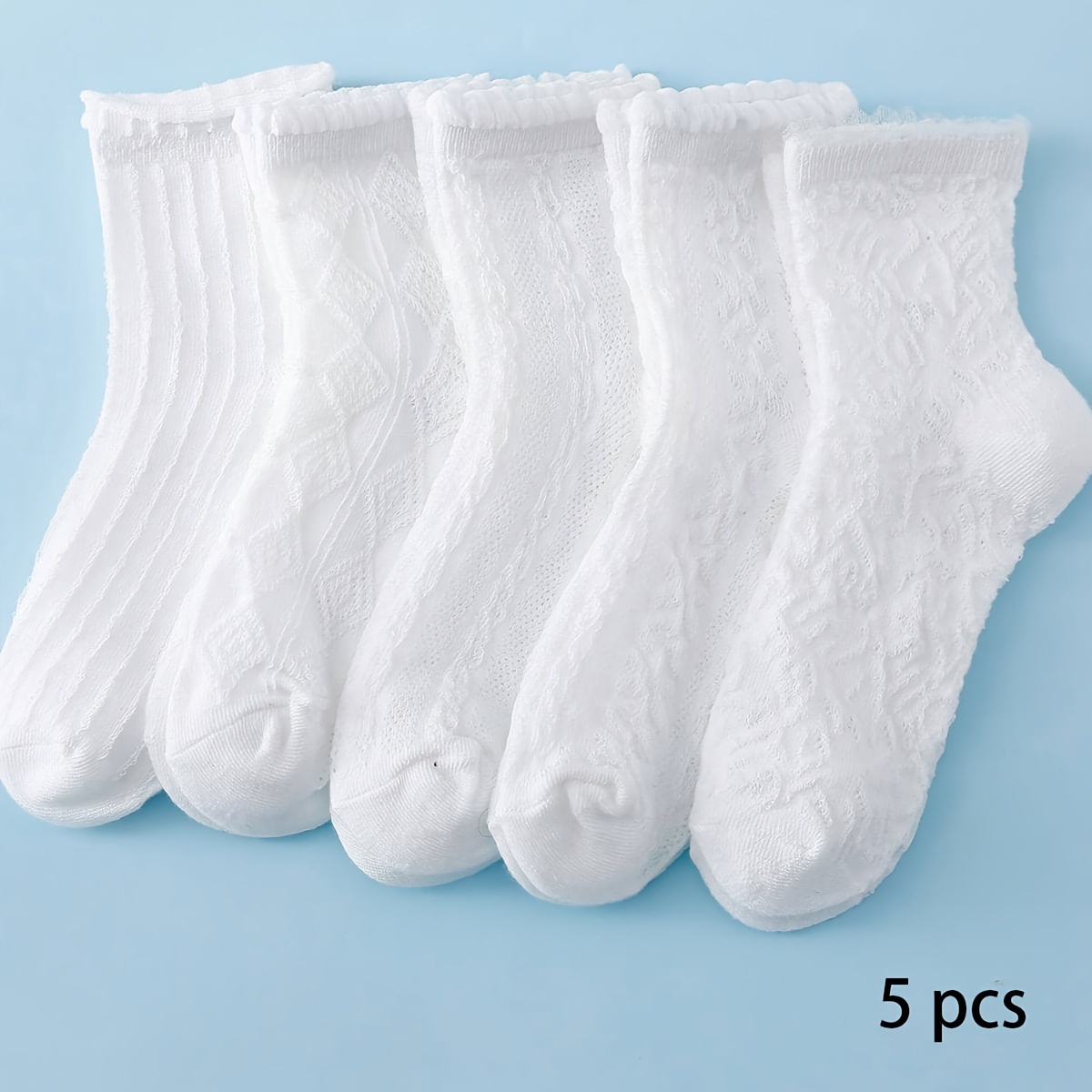 

5 Pairs Of Toddler's Solid Crew Socks, Soft Comfy Breathable Children's Socks For Boys Girls All Seasons Wearing