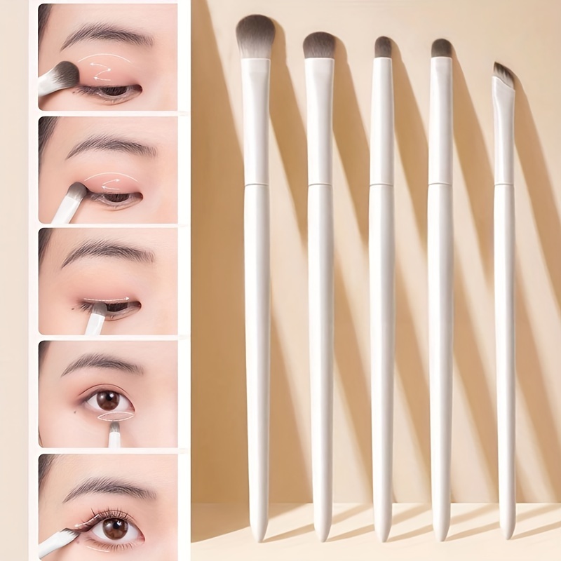 

5pcs Eye Makeup Brush Set - Precision Eyeshadow, Blending & Detail Brushes With Soft Nylon For Flawless Application