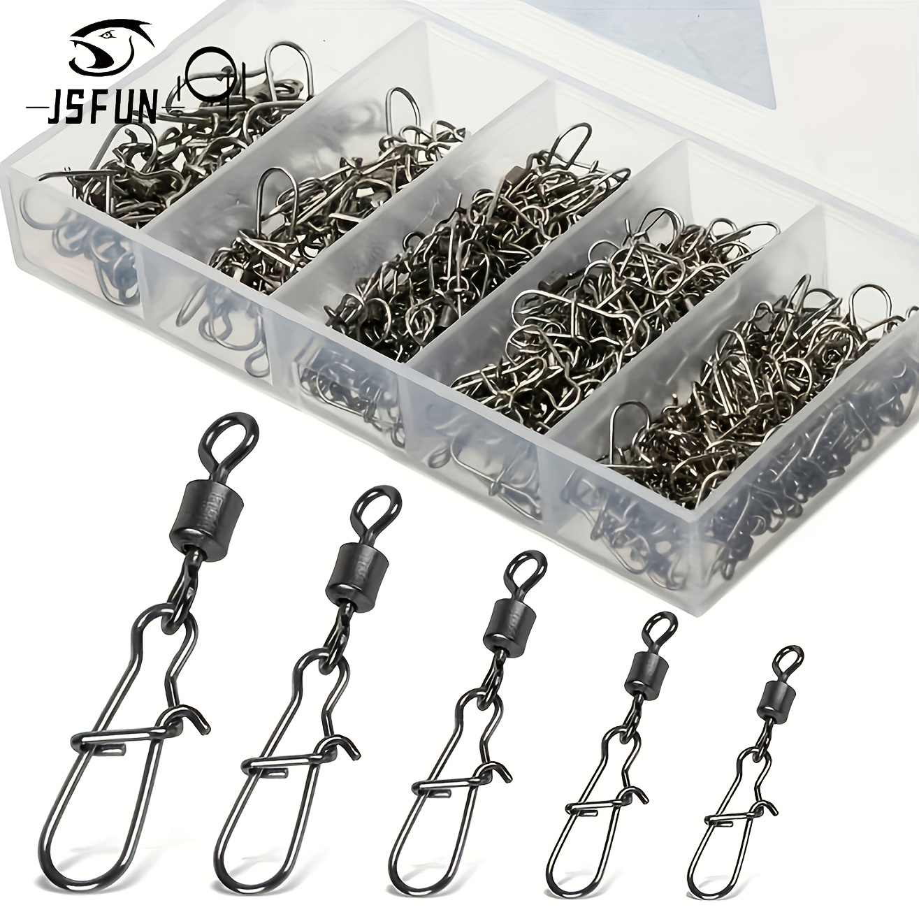 E-shop 50 Stück Hochleistungs--Sets – Größen 4# bis 12#, korrosionsbeständig, glatt rotierende Haken für Salz- und Süßwasserfischen, ideal für und