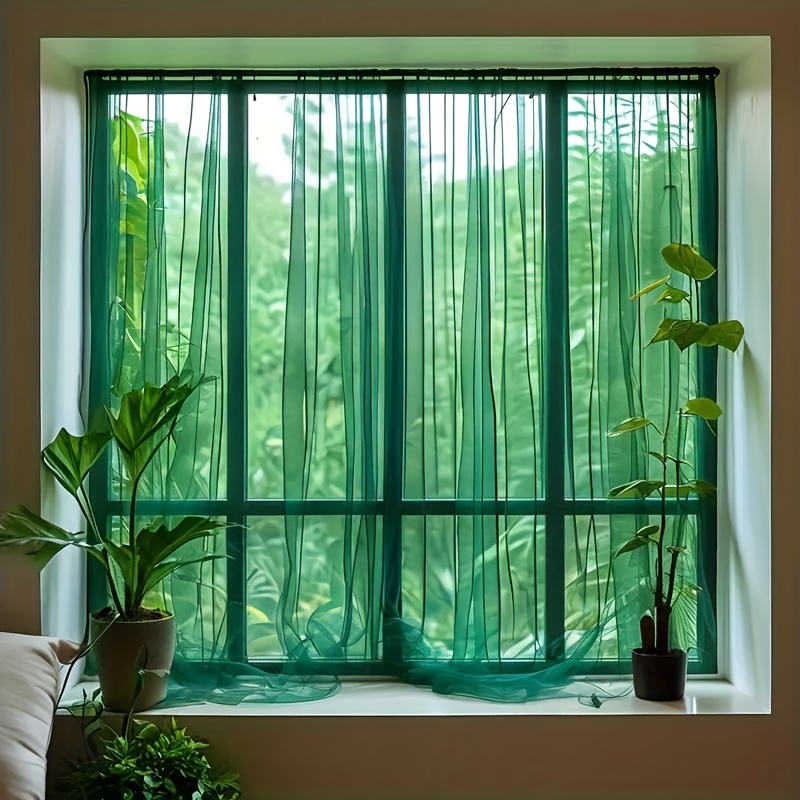 Image of 1pc Elegant Dark Green Semi-transparent Tulle Curtains, Outdoor Transparent Curtains, Polyester Material, Suitable For , , Backyards, Courtyards, Gardens, Bedrooms, , , Living Rooms, Etc