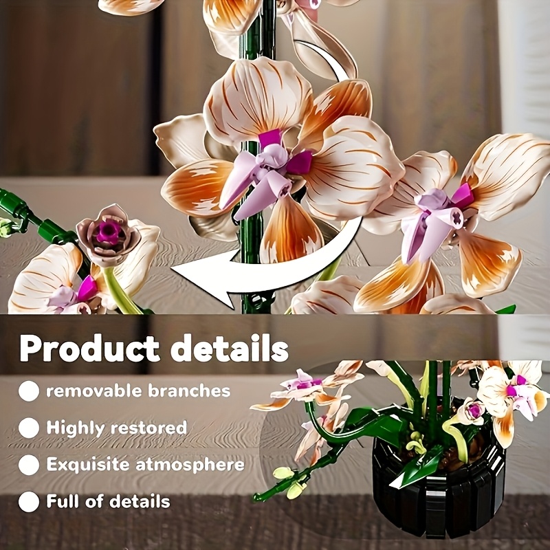 Home Desktop Ornament, Champagne Orchid Puzzle Blocks