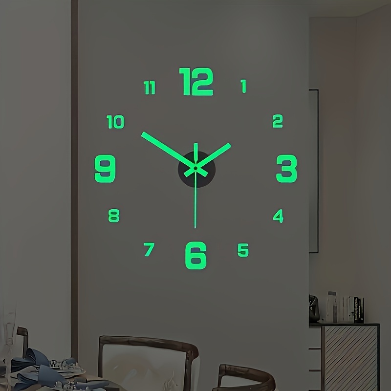 

Modern 3d Digital Wall Clock-large Luminous Display-silent Operation-perfect For Living Room & Bedroom (the Luminous Style Only Emits Light In Dark )