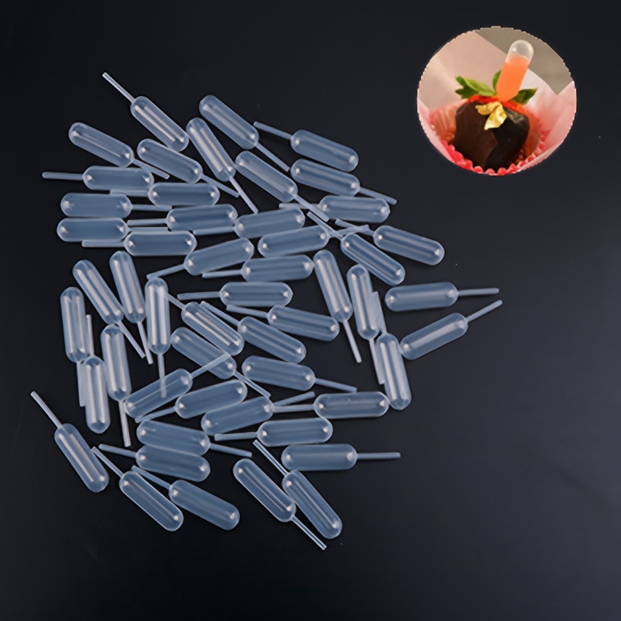 

100pcs, 4ml Disposable Plastic Transfer Pipettes For Jam, Dessert Decorating, Clear Dropper, 2.56 Inches, Perfect For Pastries & Baking Use