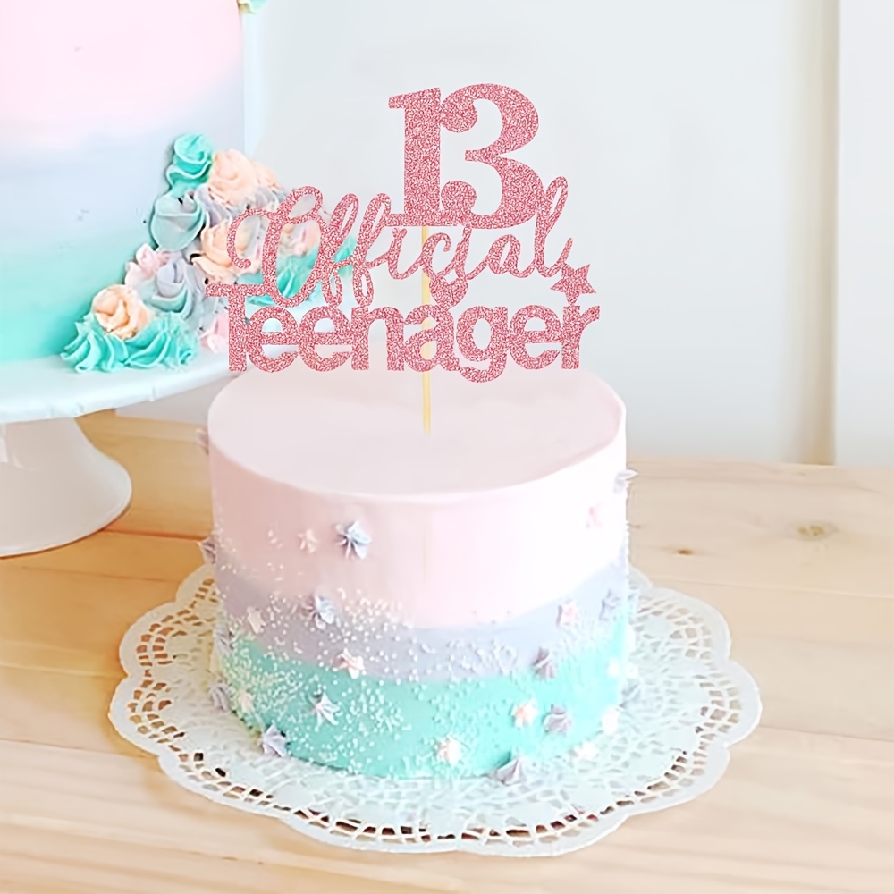 13th Birthday Cake Topper - Basketball Sports Theme, Glitter 'Happy 13th Birthday' Decoration