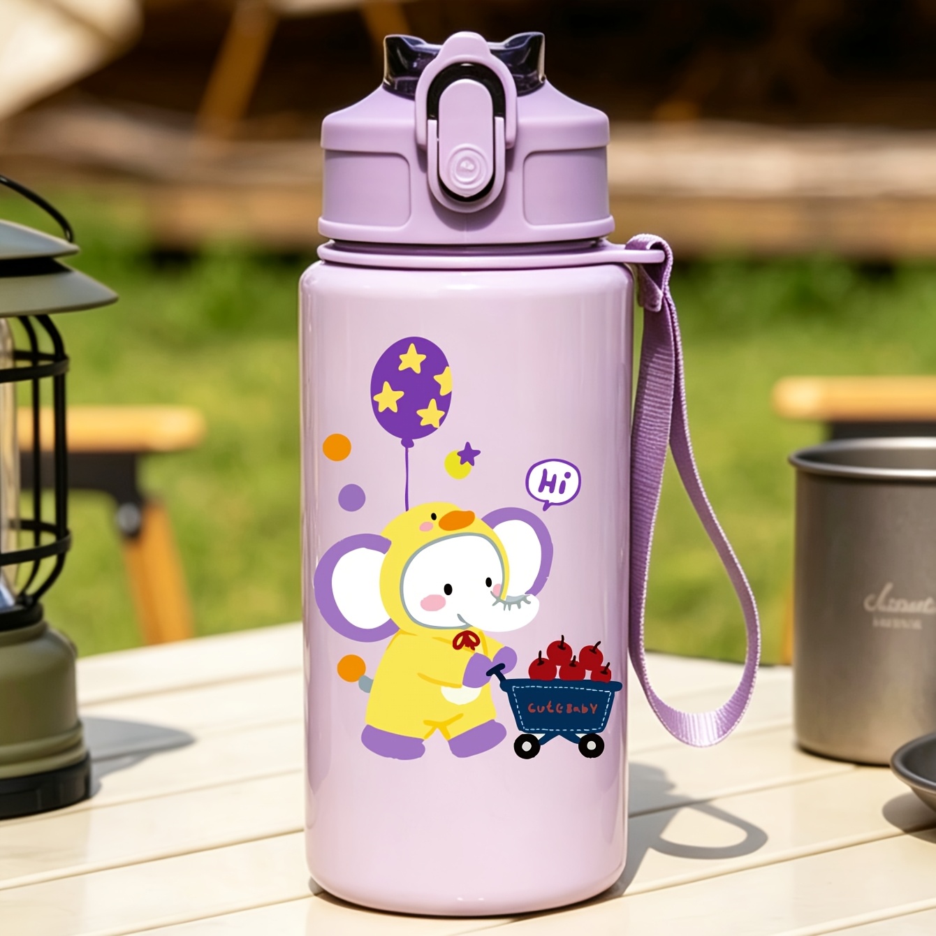 TEMU Borraccia da 500ml con personalizzabile, serie animali dei animati, borraccia in stile con cannuccia, borraccia per la stagione del a scuola