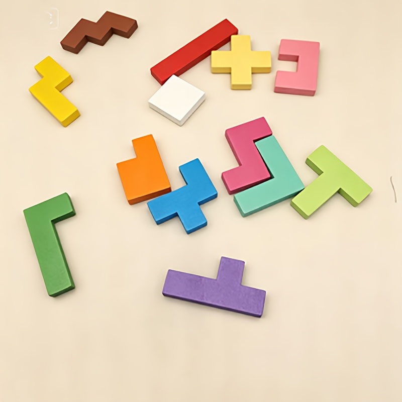 Wooden Puzzle Brain Teaser Toy, 13pcs Tangram Set