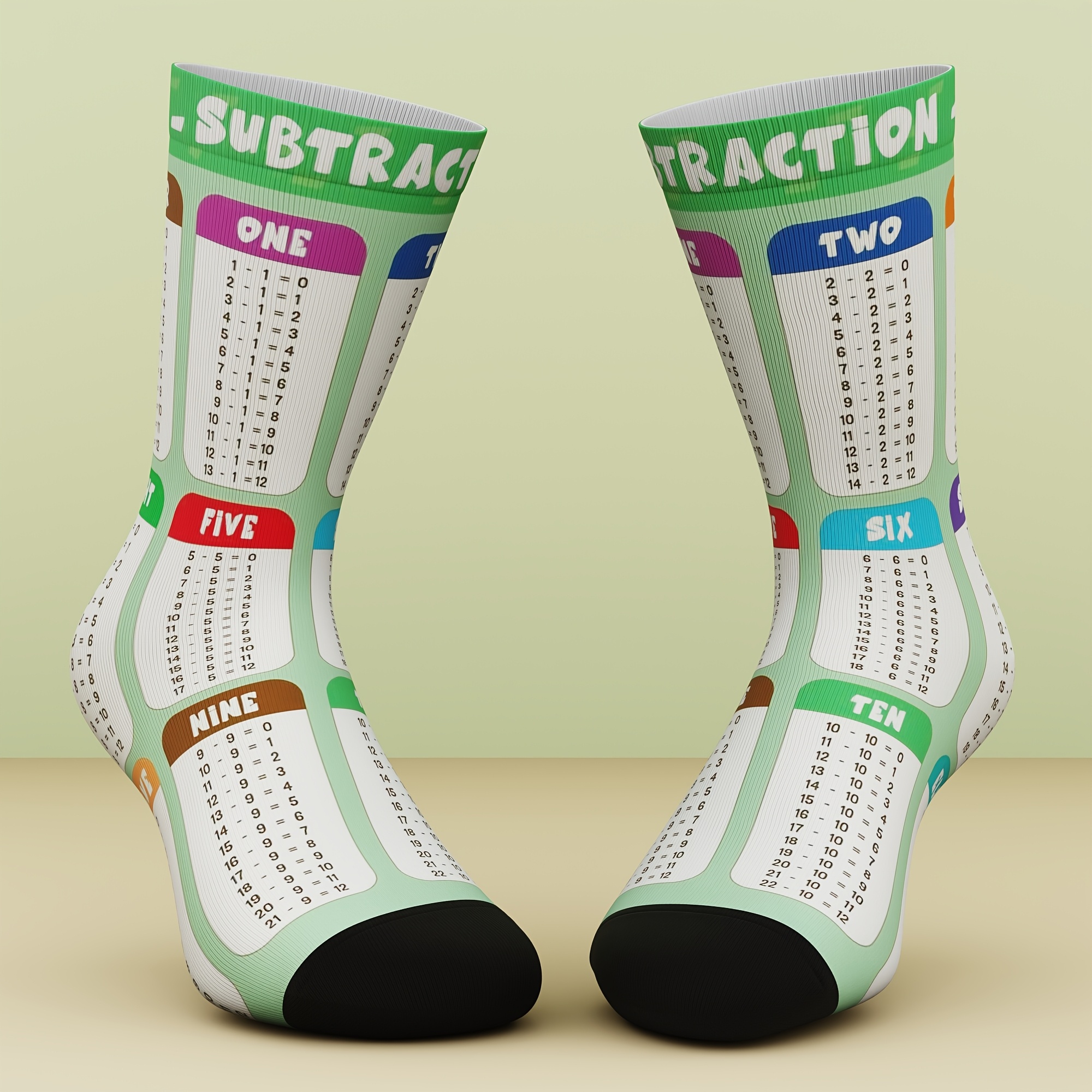 TEMU 1 Pair Of Unisex Socks, Subtraction Formula Fun Pattern, Fashionable And Comfortable Breathable, Casual Outdoor Sports, Suitable For , Bamboo