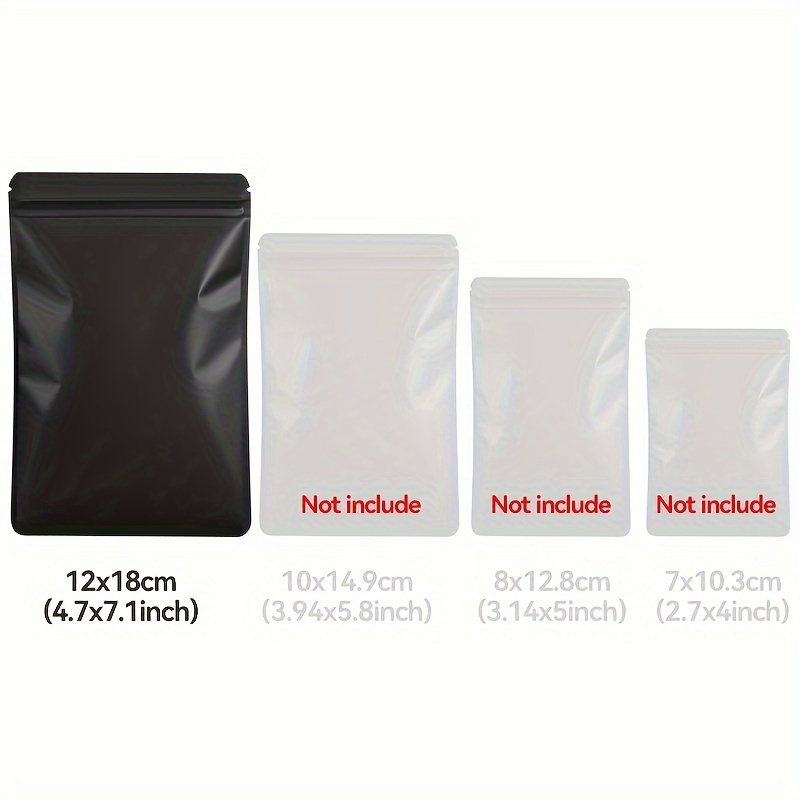 Image of 100pcs For Zipper Lock Self Seal Flat Pouch For Zip Foil Bag (black); Used For Packaging Of Jewelry, Phone Cases, Bracelets, Lip Gloss, Etc