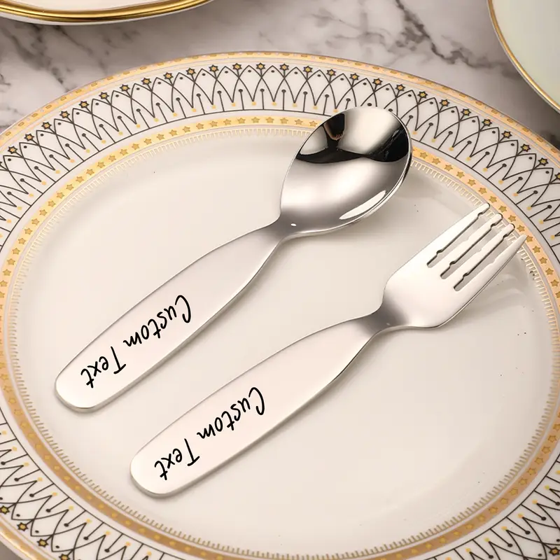 2pcs stainless steel personalized cutlery set custom engraved name fork and spoon ideal gift for and versatile tableware for home and special occasions Product details 5
