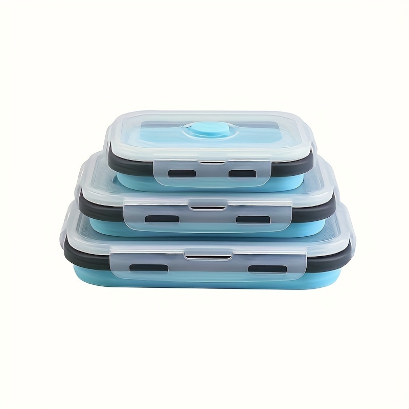 3/4 Piece Foldable Silicone Food Container - Bento Box, Food Storage Box, Leak Proof, Refrigerator/microwave Safe