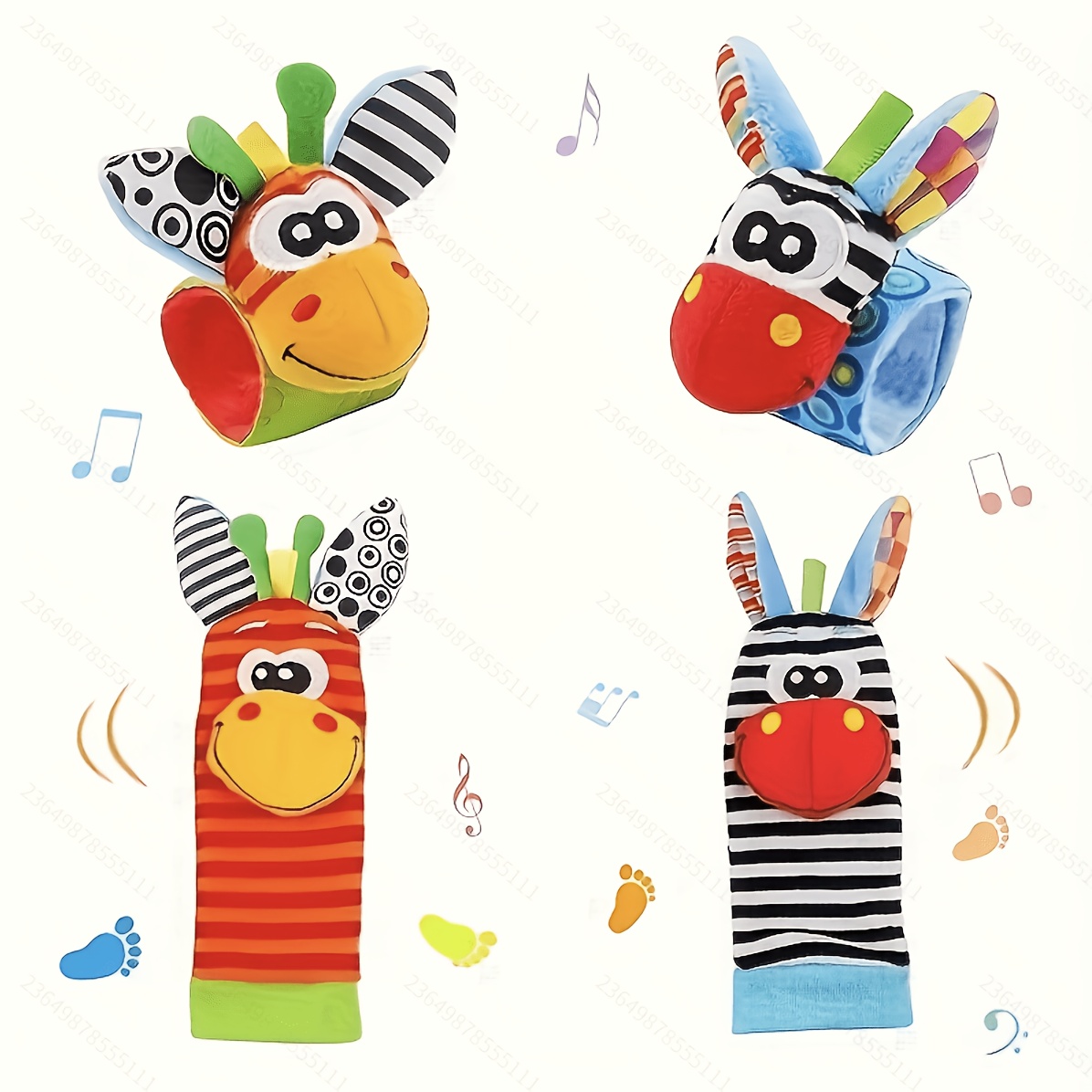 2/4pcs Cartoon Wrist Bells And Sock Bells For Infants And Newborns, Toys, Children's Color Recognition And Visual Development Toys. Christmas Halloween. Thanksgiving. Easter Gift