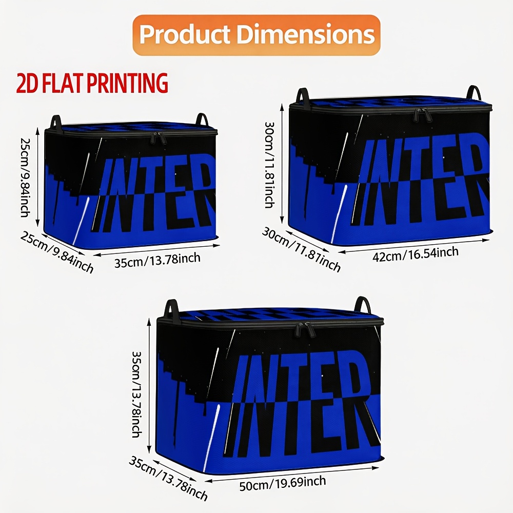TEMU 1 pz Scatola portaoggetti multifunzionale con motivo a tema "" con taglio geometrico su sfondo blu, e durevole, pieghevole con a zip; adatta per