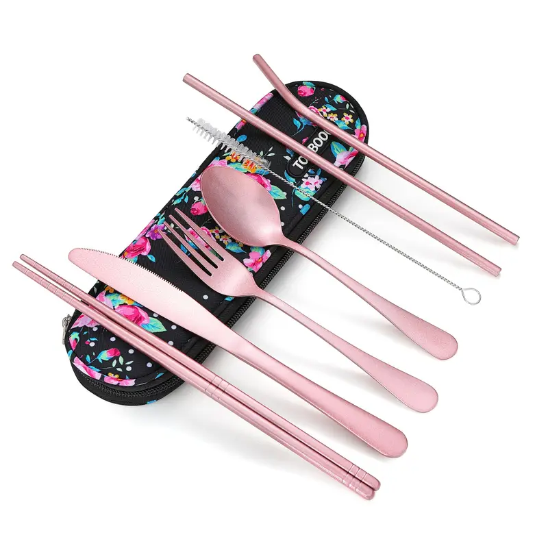 travel utensils reusable silverware portable cutlery set with a waterproof carrying case for lunch boxes picnic Product details 0