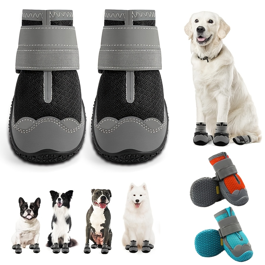 4pcs Water-Resistant Dog Boots with Adjustable Straps