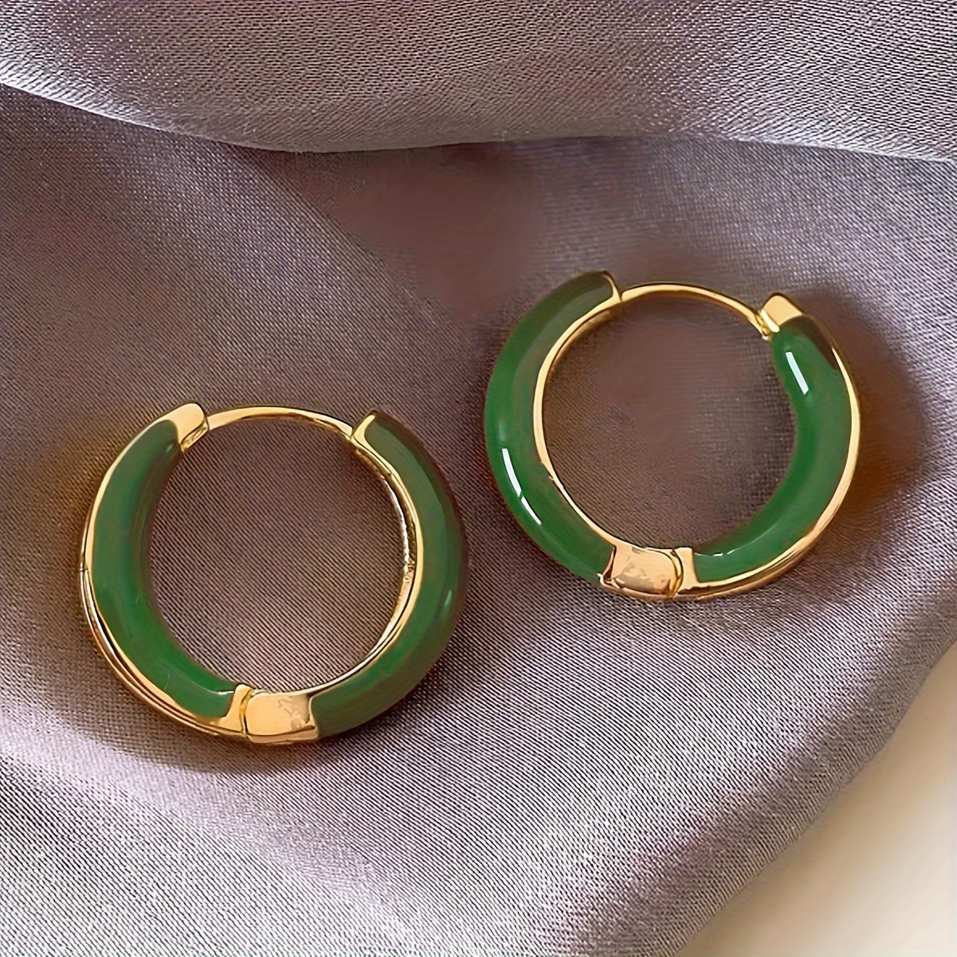 TEMU 1 Pair Of Small, Simple, Light Luxury, High-end, Fashionable, Versatile, , Personality, Fresh, Elegant, Women's Copper Material Ring Earrings