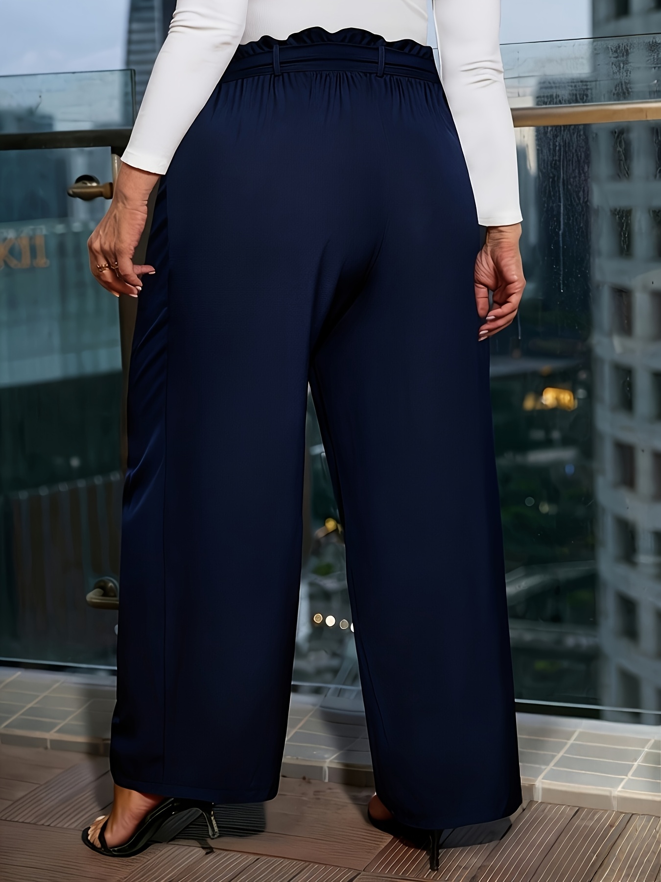 Plus Size, Plus Size Dress Pants, Black, Elegant,, Versatile for Work,  Dates, and Daily Commuting - J040-23