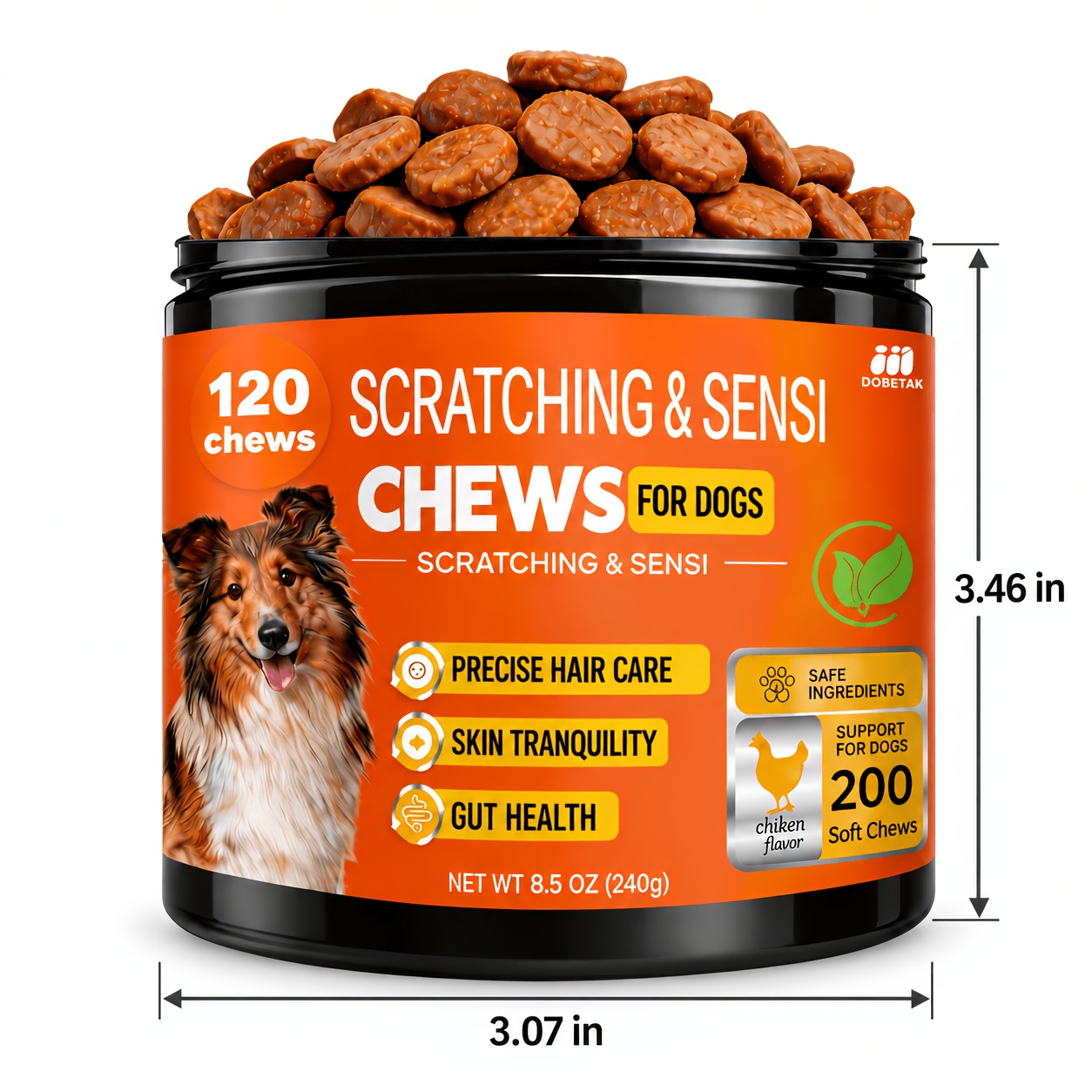 TEMU 120 Count Dog Health Lick & Chew Tablets, Chicken Flavor Light Beige Coat Supplement With Probiotics & , Itching And Licking | Dog Skin And For