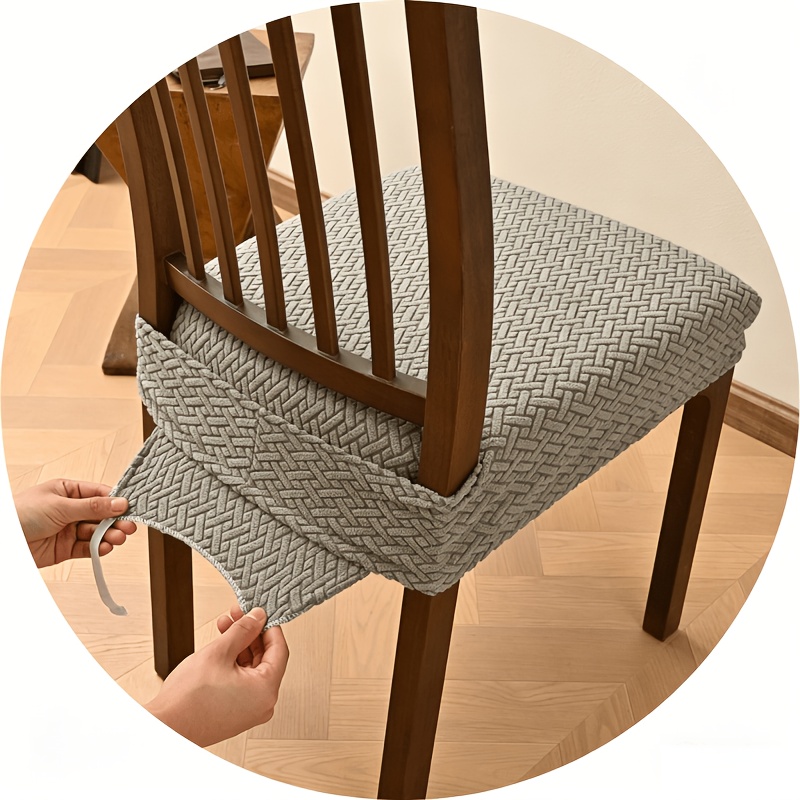 TEMU Housse de chaise de salle à manger extensible à rayures antidérapantes, moderne et minimaliste, ourlet à bande élastique, lavable, protection et