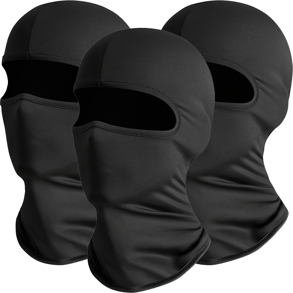 TEMU 3pcs Breathable Balaclava Face Mask, Lightweight Full Face Cover Liner, Neck Gaiter Hood, Windproof Cooling Neck Warmer For Men Women, Cycling,