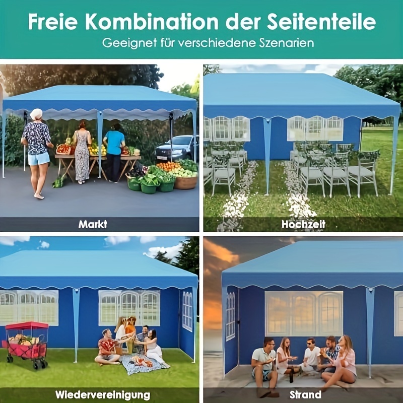 

Gazebo, Pavillon 3x6, Pavillon pliable 3x6 étanche et , Pavillon Pop Up à l'hiver, Pavillon de jardin avec 4 panneaux latéraux, Tente de fête, pour la plage//le camping/