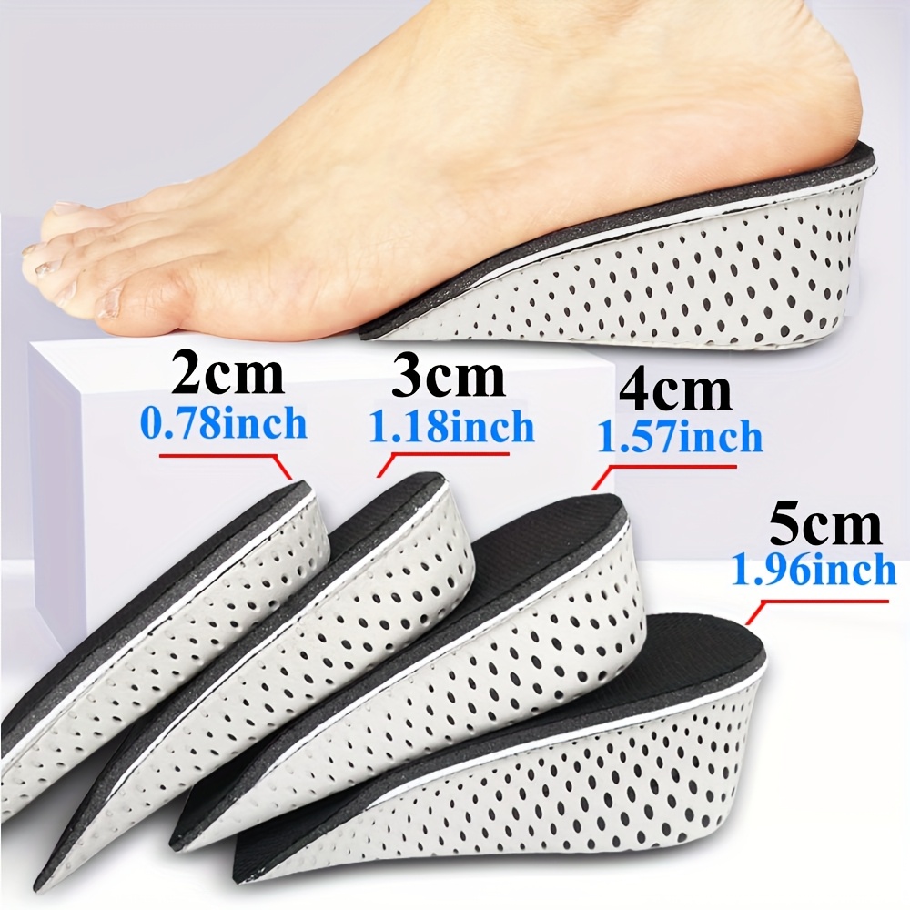 Black EVA Height-Increasing Insoles - Honeycomb Shock Absorption, 2/3/4/5cm Height Increase, Unisex for Men and Women, Comfortable Foot Support with Breathable Design