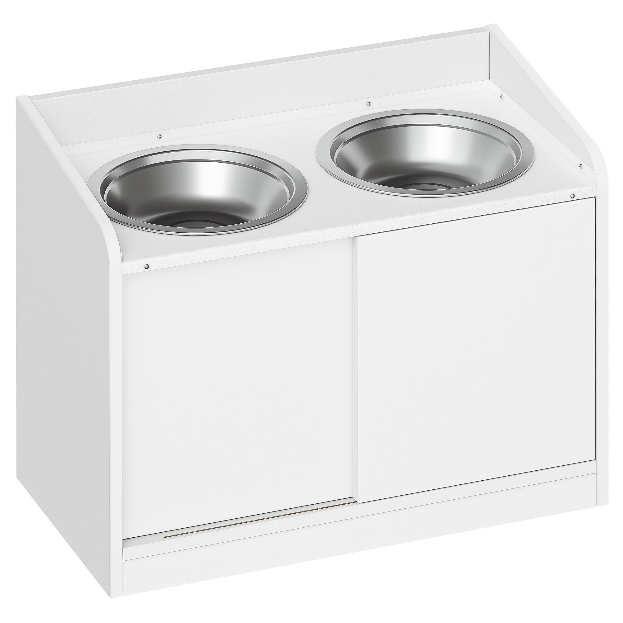 Elevator Dog Bowl With Sliding Door Storage Space, With 2 2000ml Stainless Steel Bowls, 46cm Tall, Suitable For Medium To Large Breeds, Matte White