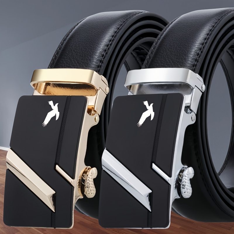 Eagle Pattern Men's Faux Leather Belt with Automatic Buckle