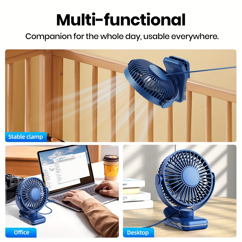 1pc   k62b portable usb clip on desk fan brushless motor   powerful airflow strong clamp for   stylish design portable cooling high quality construction mini personal fan for bedroom and office details 6