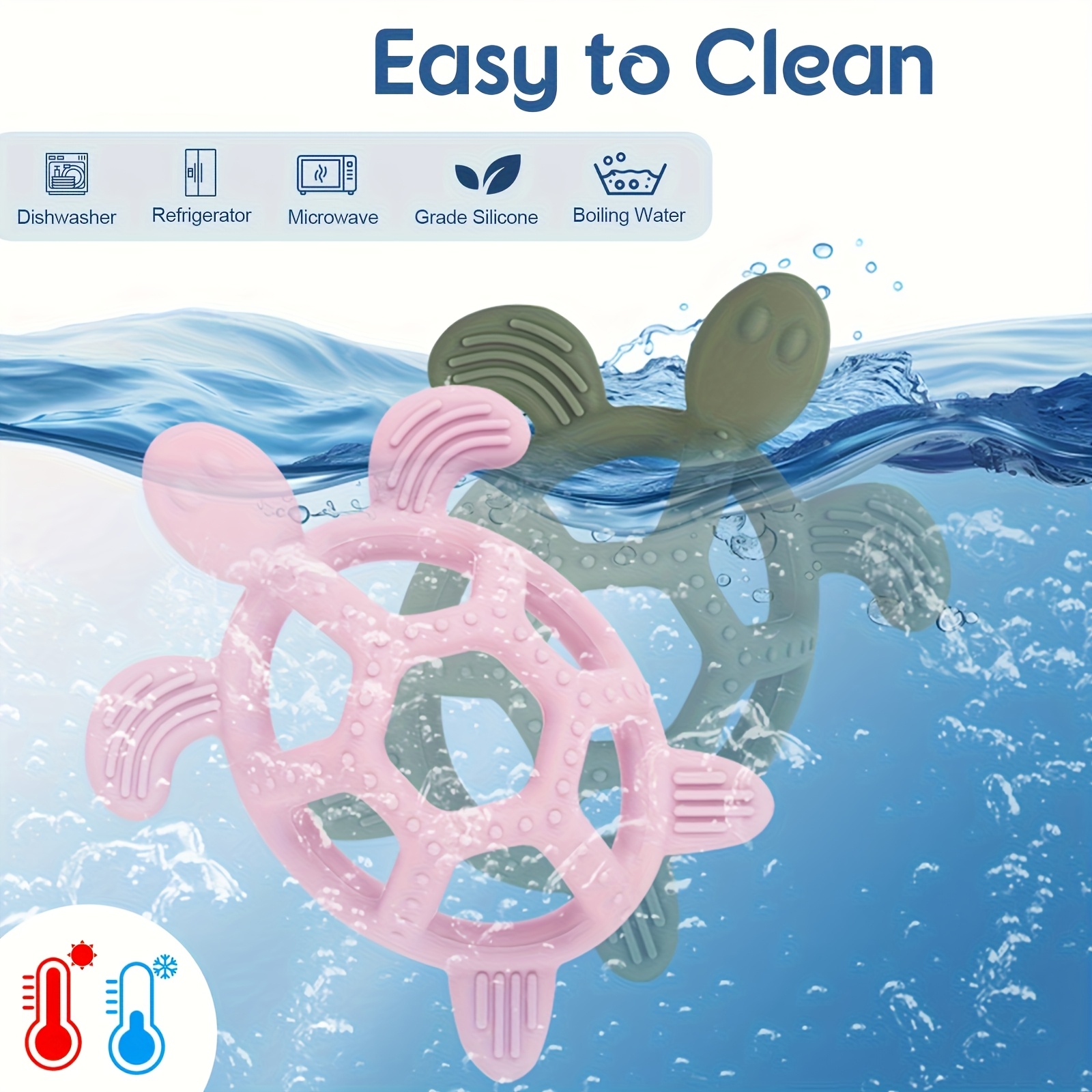TYRY.HU Baby Turtle Teether Toy, Multi-Texture Chew Toy
