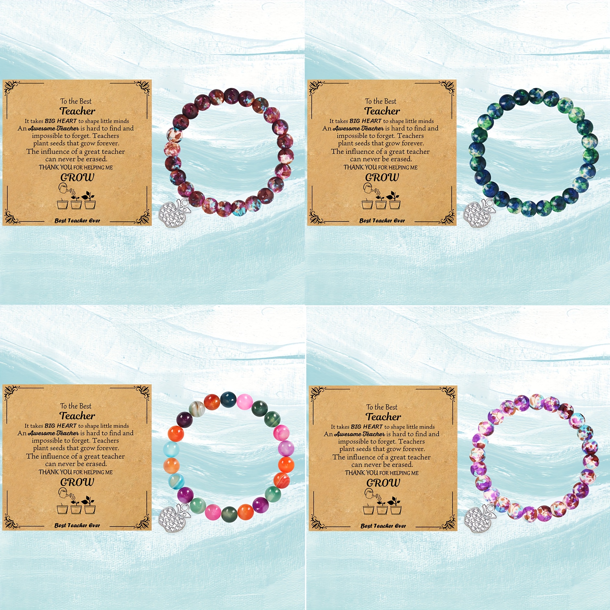 4pcs Minimalist PU Natural Stone Bracelet Set, Gift for Her