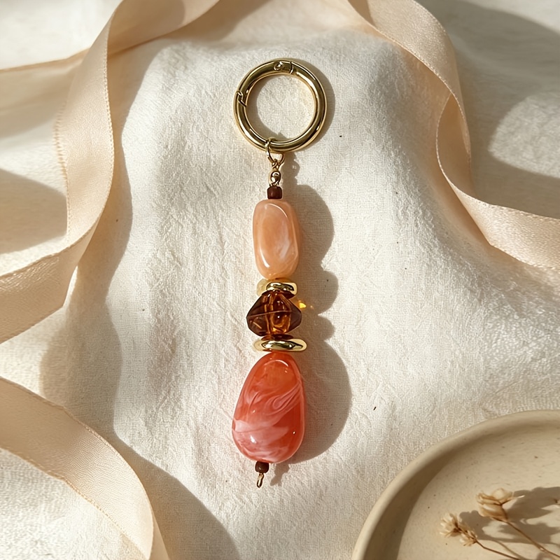TEMU Porte-clés à perles en acrylique pour accessoires de sac pour femme