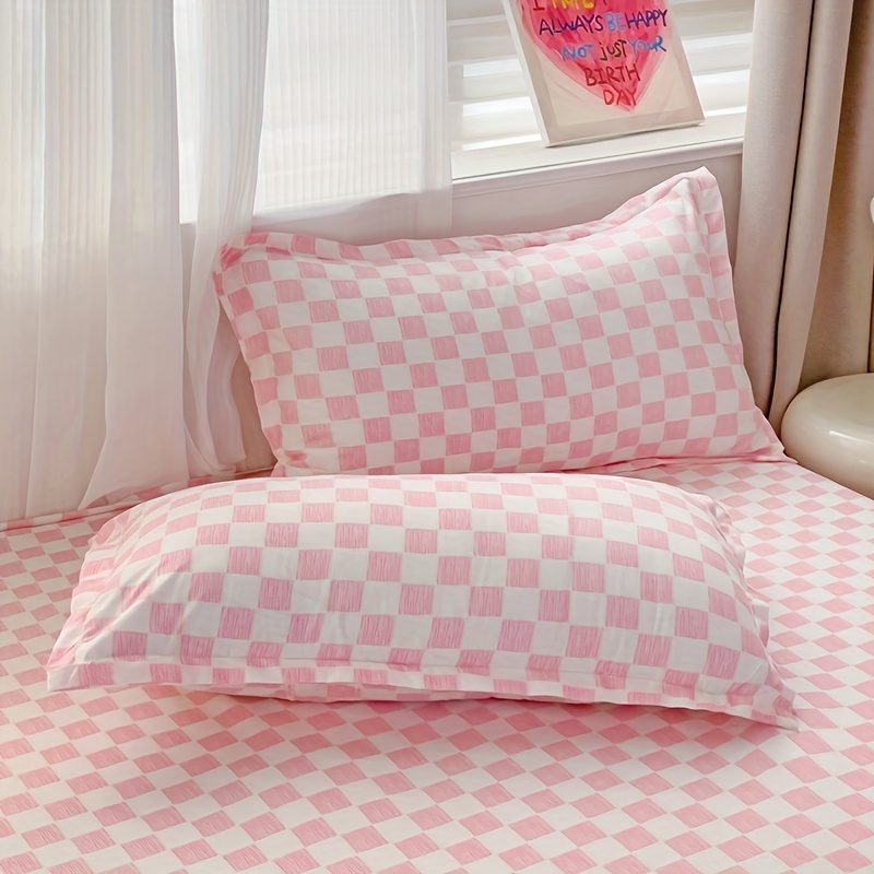 TEMU 2pcs Checkered Printed Pillowcases, 100% Polyester Fleece Fabric, Soft And Skin-friendly, Comfortable And Breathable, Suitable For All Scenes,